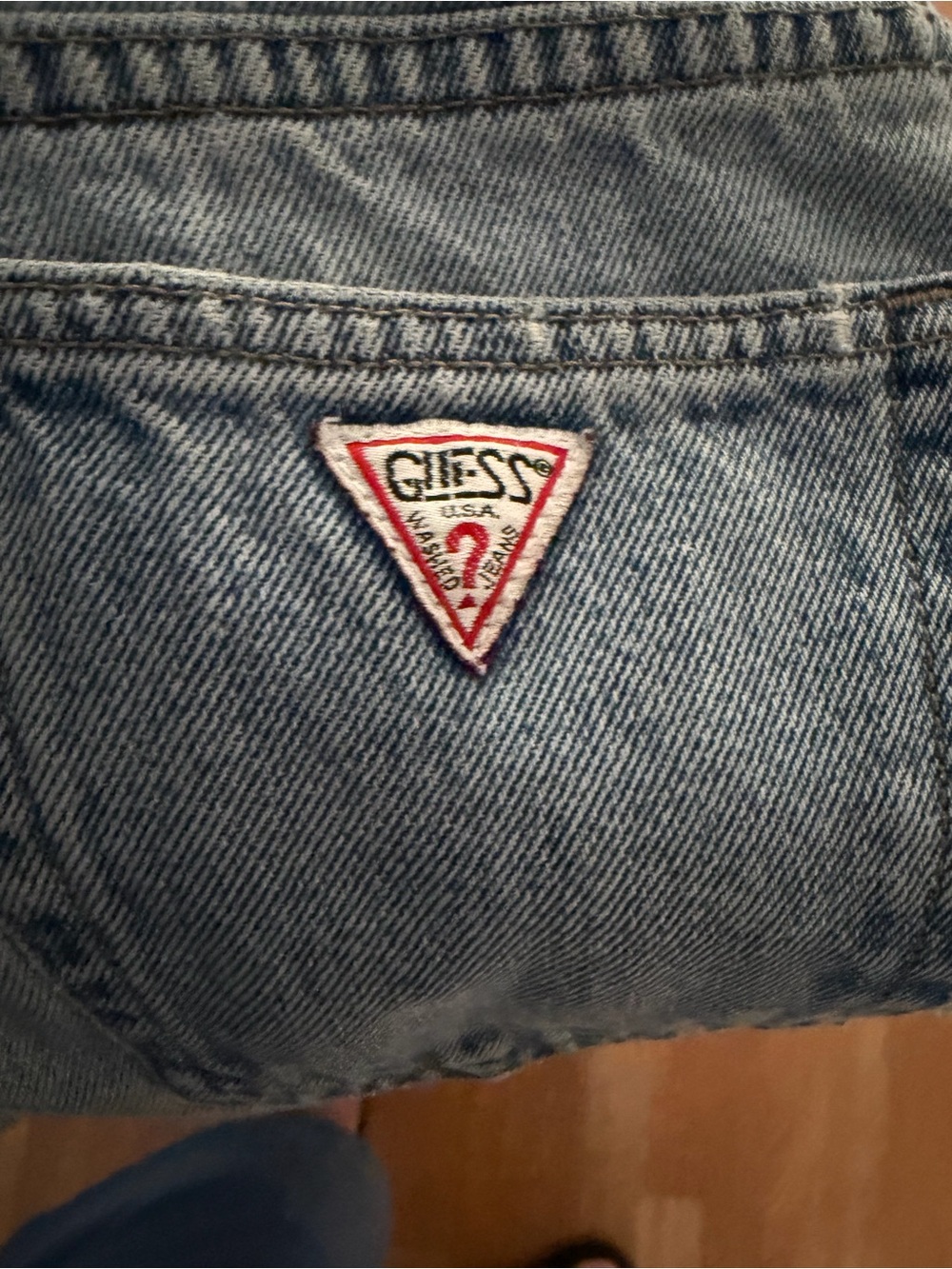 GUESS Light Blue Denim Jacket with Red & White Triangle Logo